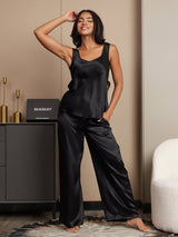 [Black] SilkSilky-AU Sleeveless Square Neck Camisole Set 001