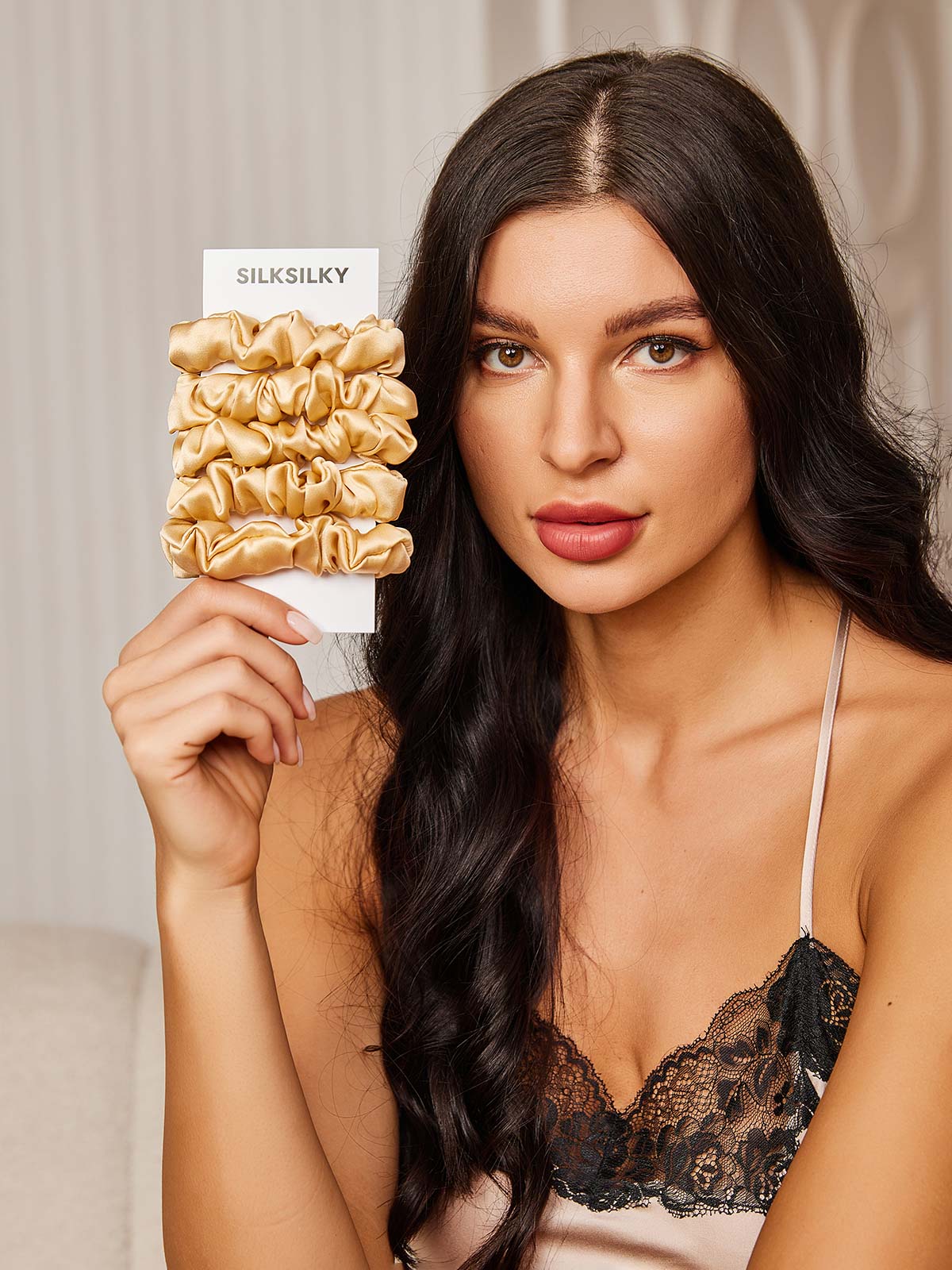 [Champagne] SilkSilky-AU 19Momme Pure Silk Scrunchie 001