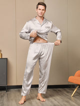 [Gray] SilkSilky-AU Long Sleeve Notch Collar Men's Pyjamas 005