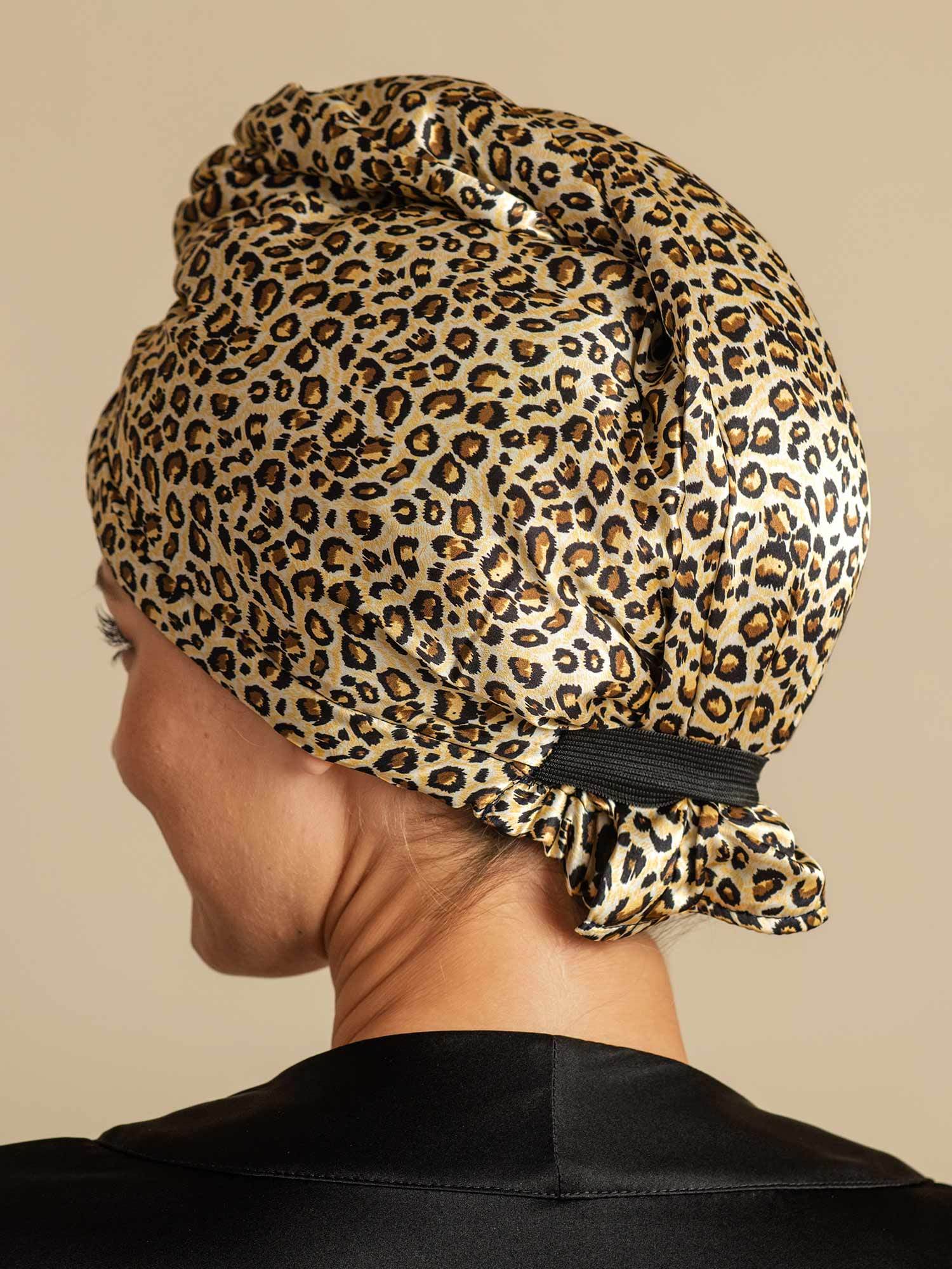 [Leopard] SilkSilky-AU Pure Silk Wrap Hair Towel Wrap 006,