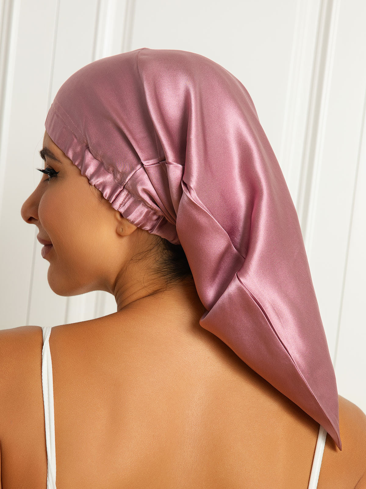 SilkSilky-AU Pure Silk Sleep Cap PaleMauve 001