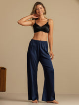 [Dark Blue] SilkSilky-AU 19Momme Machine-Washable Silk Women's Sleep Shorts 008