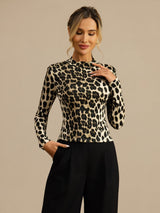 [Leopard] SilkSilky-AU Long Sleeve Women's T-Shirt 005