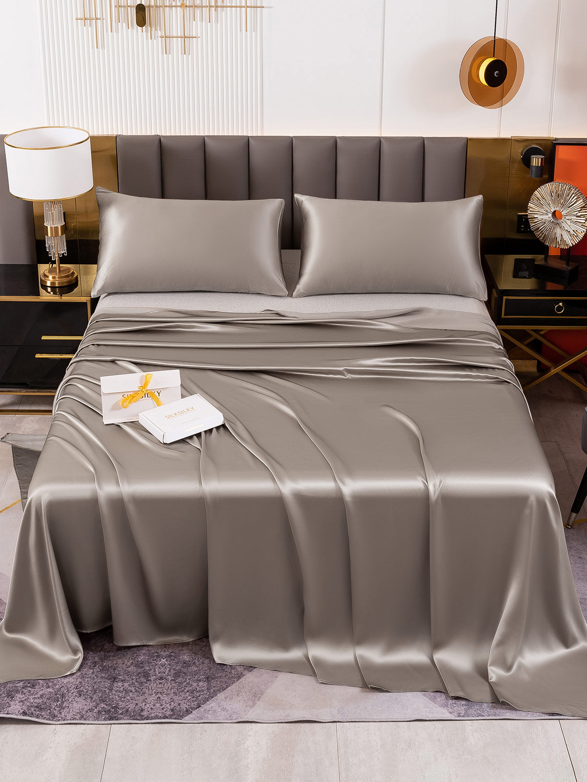 SilkSilky AU 19Momme Pure Silk Bedding Set Gray 002