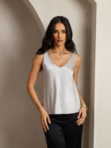 [Silver] SilkSilky-AU Sleeveless V Neck Camisole 003