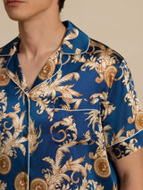 [Navy Dragon] SilkSilky-AU Short Sleeve Notch Collar Men's Pyjamas 002