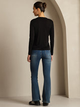 [Black] SilkSilky-AU Pure Silk Round Neck Women's T-Shirt 005