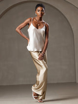 [Beige] SilkSilky-AU Spaghetti Strap V Neck Camisole 003