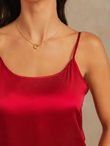[Wine] SilkSilky-AU 19Momme Machine-Washable Silk Sleeveless Round Neck Camisole Set 004