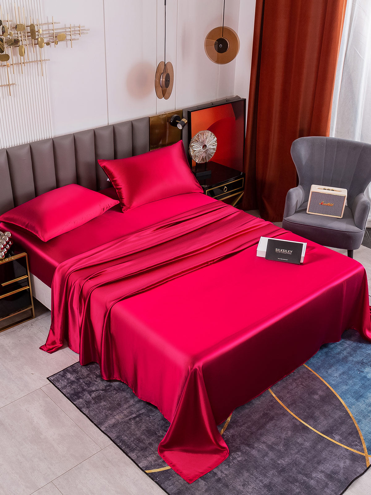 [Wine] SilkSilky-AU 19Momme Pure Silk Bedding Set 001