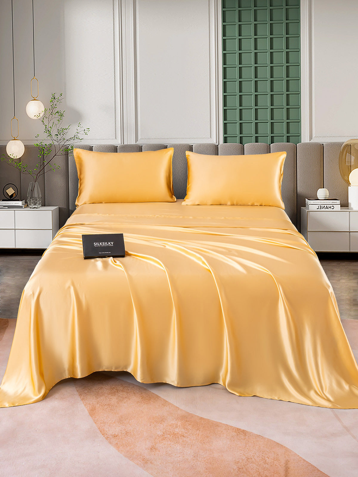 SilkSilky AU 25Momme Pure Silk Bedding Set Champagne 001