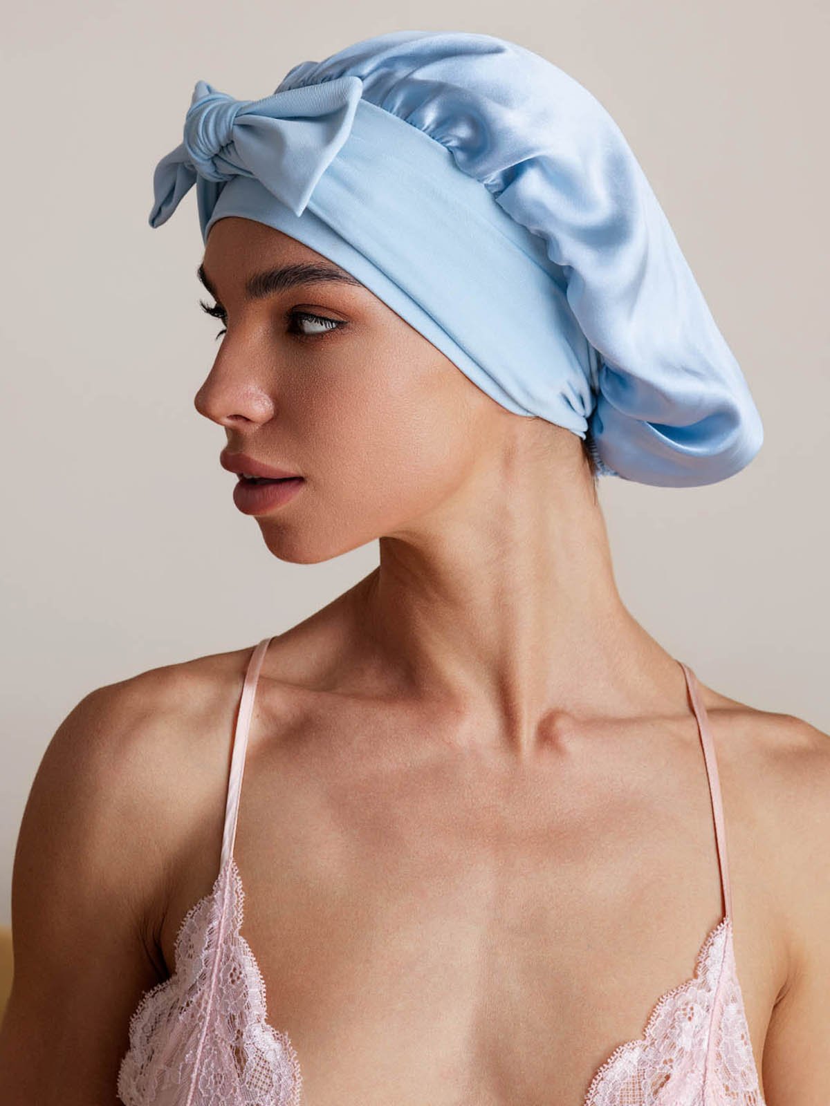 SilkSilky-AU Pure Silk Sleep Cap SkyBlue 005