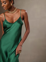 [Green] SilkSilky-AU Sleeveless V Neck Dress 004