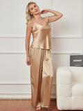 SilkSilky AU Pure Silk Sleeveless V Neck Camisole Set Champagne 004