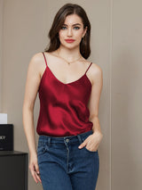 [Dark Red] SilkSilky-AU Spaghetti Strap V Neck Camisole 003