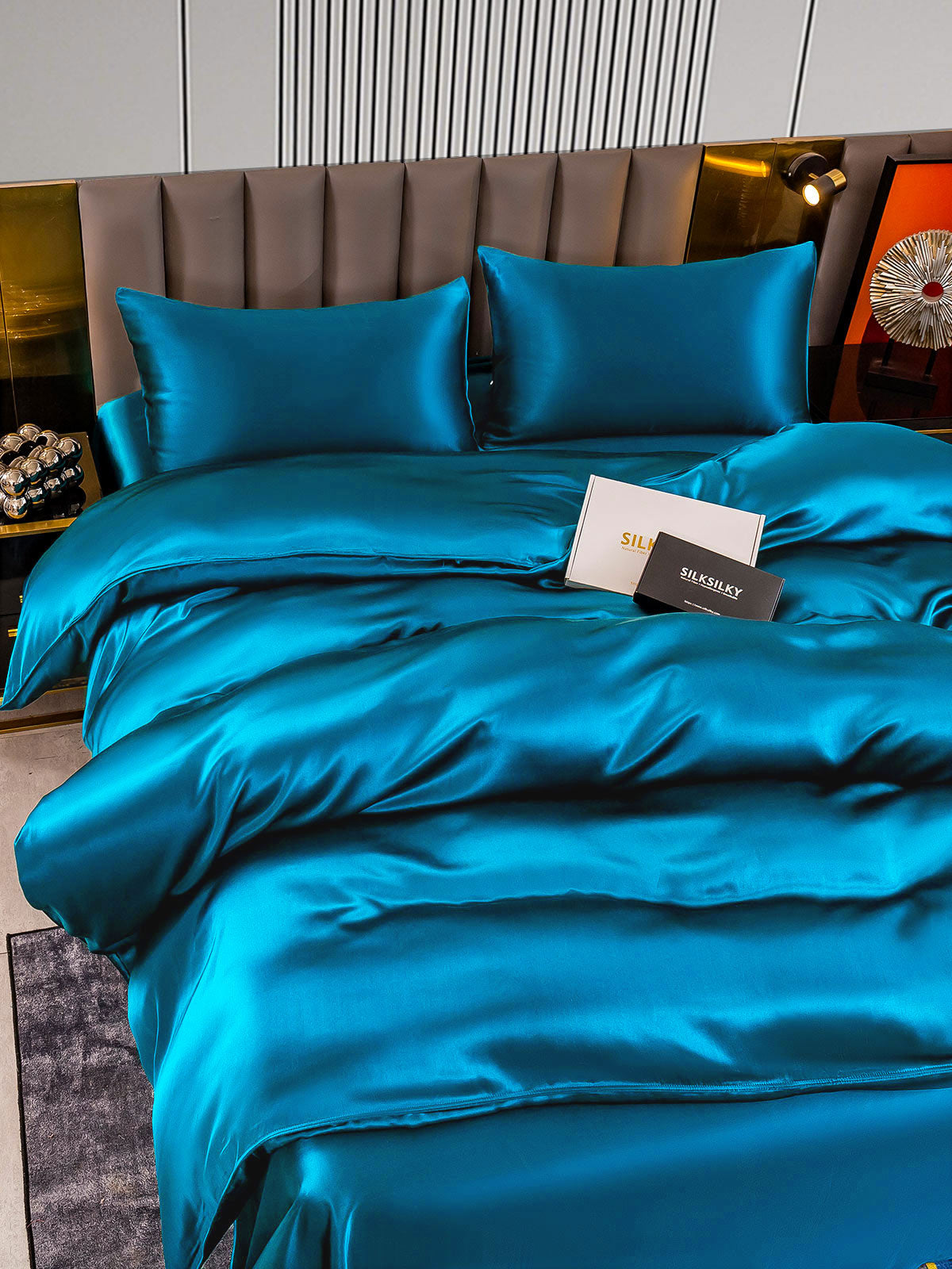 SilkSilky AU 22Momme Pure Silk Bedding Set Teal 003