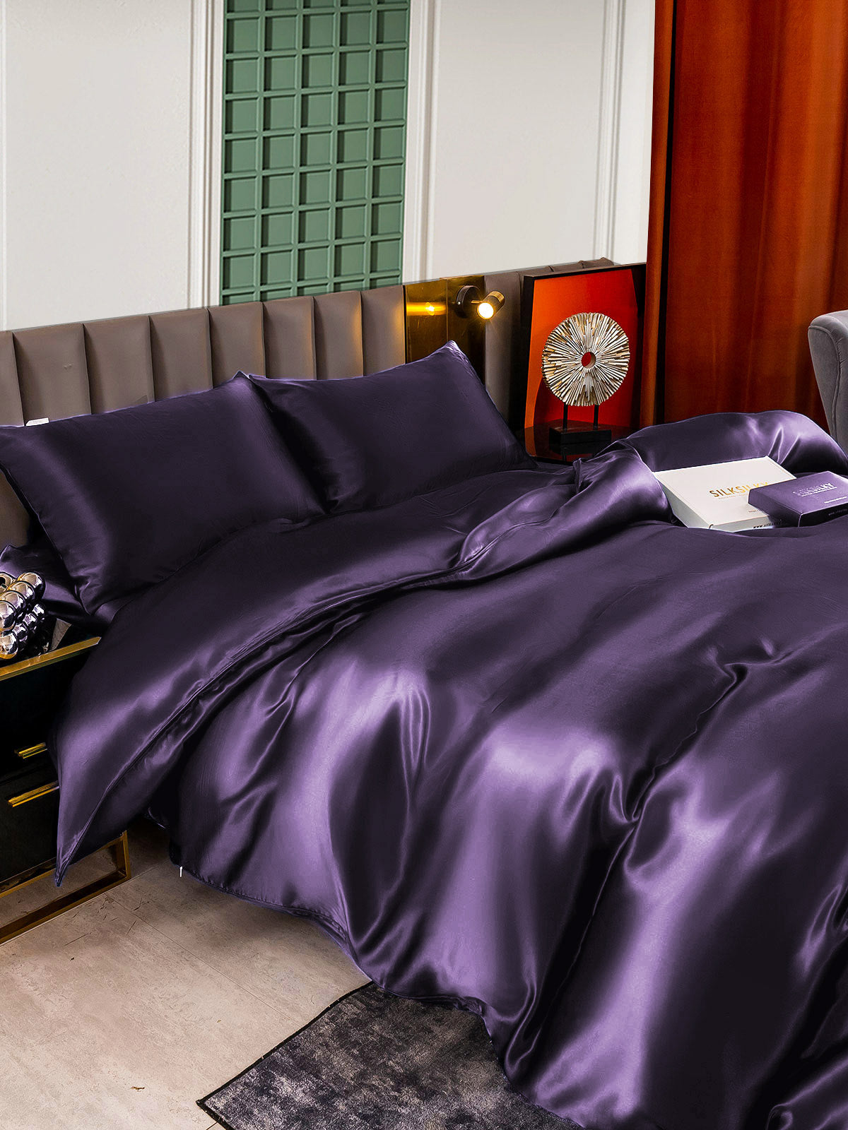 SilkSilky AU 25Momme Pure Silk Bedding Set DeepPurple 005