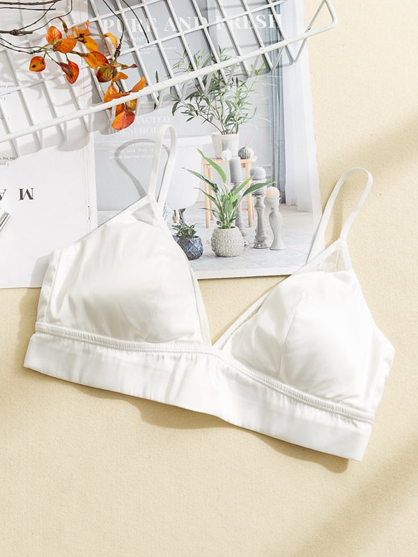 SilkSilky AU Silk Knitted Bra White 005