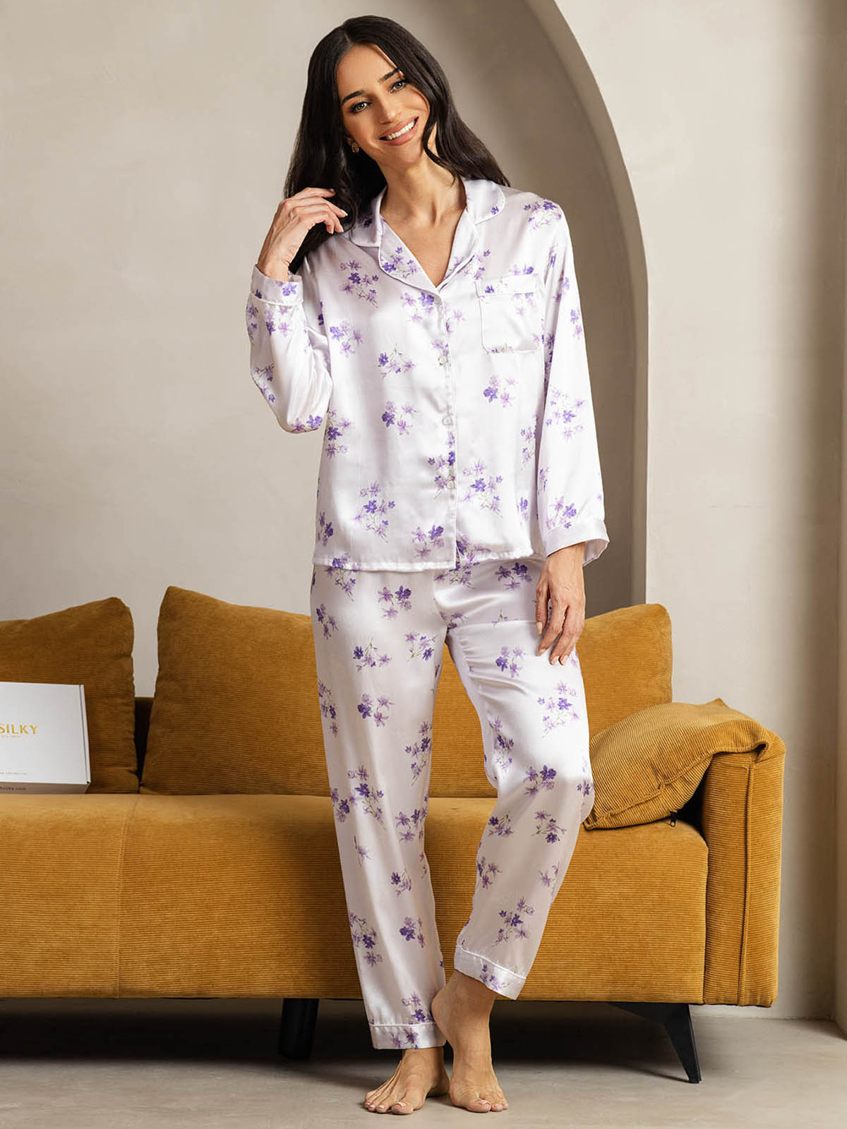 [Lilac Bloom] SilkSilky-AU Pure Silk Womens Pajamas 003