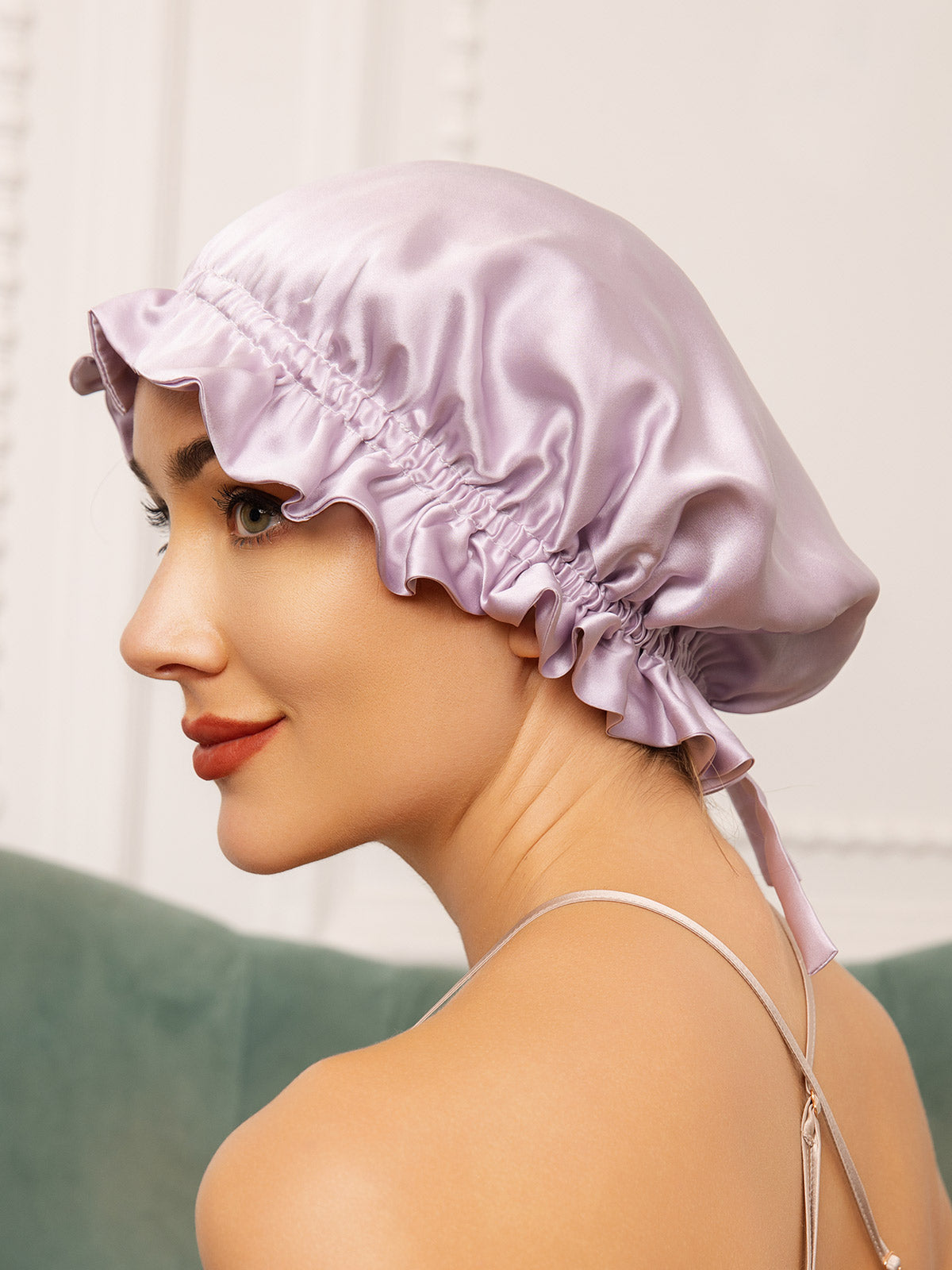 SilkSilky-AU Pure Silk Sleep Cap Lavender 002