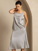 [Griffin Gray] SilkSilky-AU 19Momme Stretch Silk Charmeuse Spaghetti Strap Scoop Neck Camisole 006