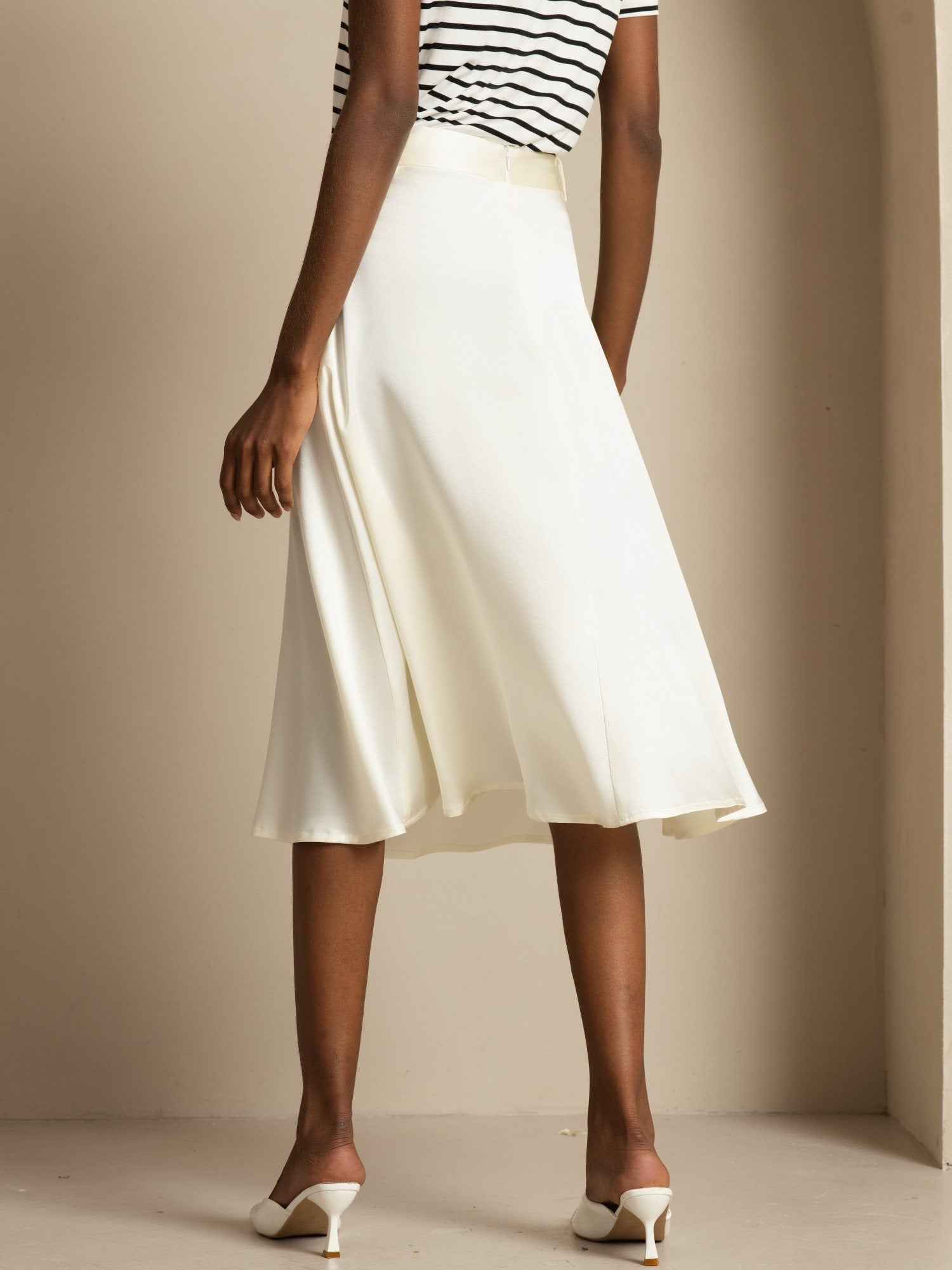 [Ivory] SilkSilky-AU 19Momme Silk Skirt 002