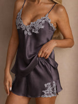 [Purple Gray] SilkSilky-AU Sleeveless V Neck Camisole Set 004
