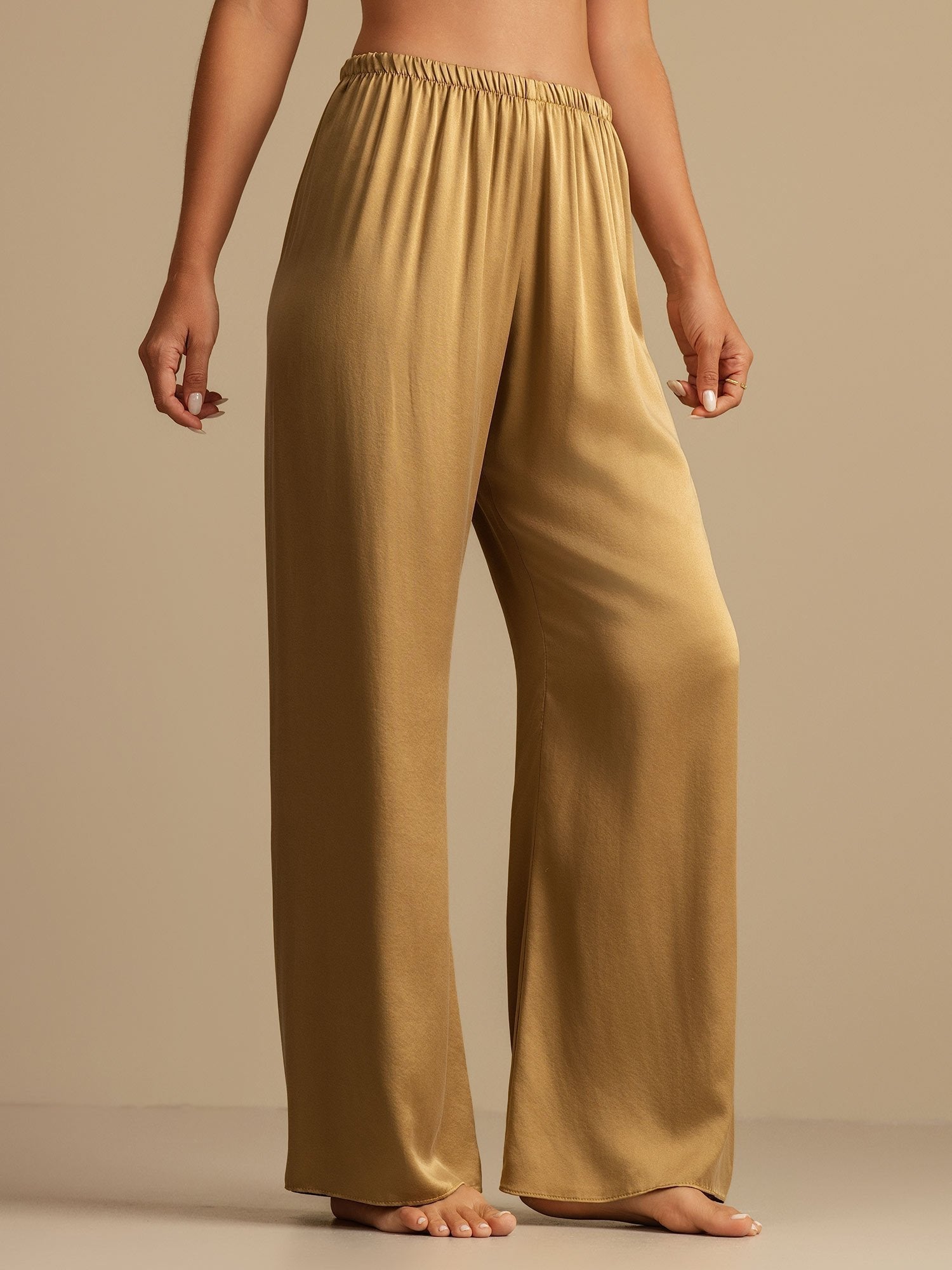 [Tan] SilkSilky-AU 19Momme Machine-Washable Silk Women's Sleep Shorts 003