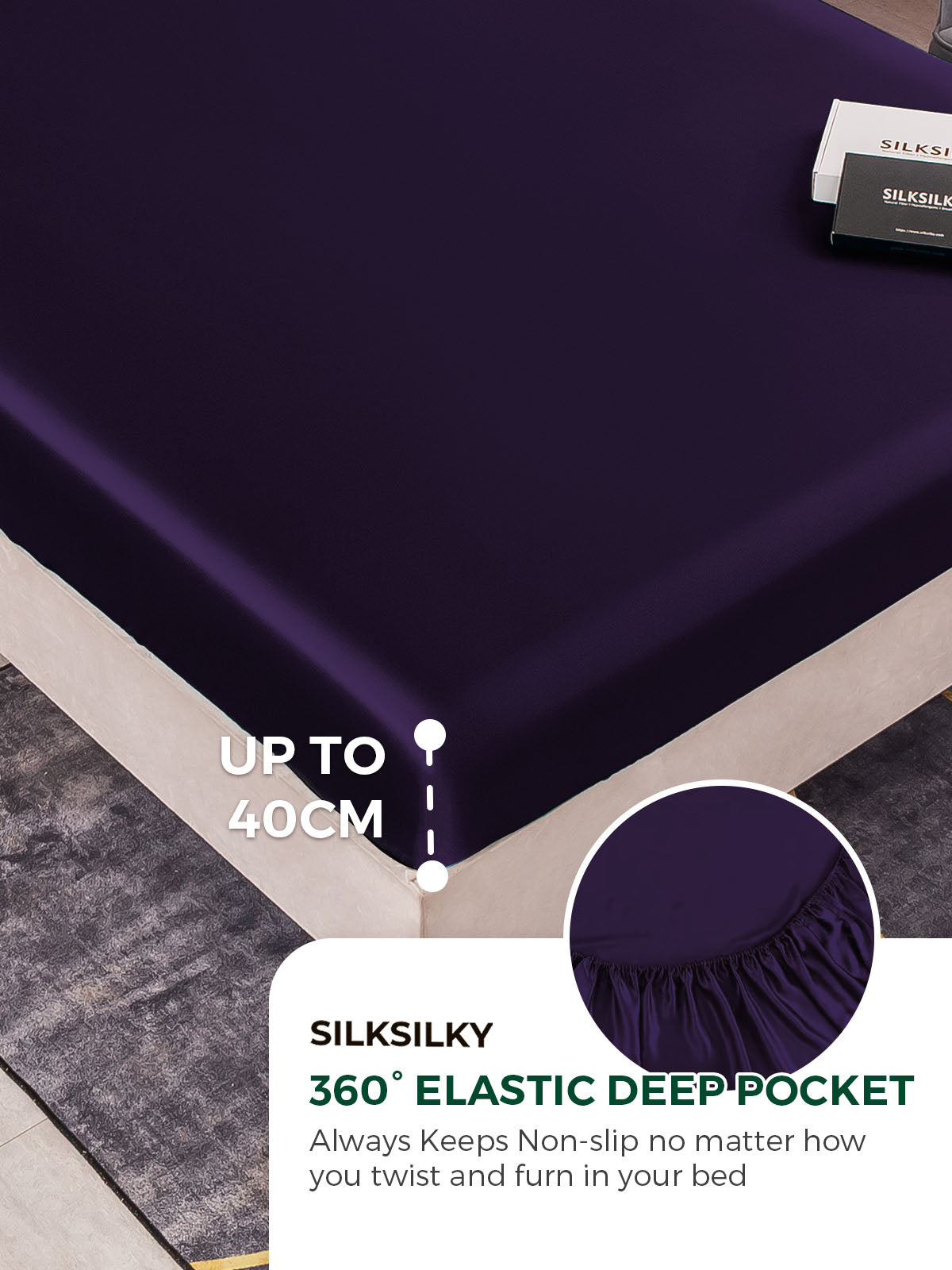 [Deep Purple] SilkSilky-AU 22Momme Pure Silk Sheet 004,