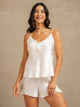 [White] SilkSilky-AU Sleeveless V Neck Camisole Set 006