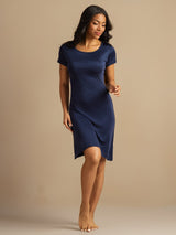 [Dark Blue] SilkSilky-AU Silk Knitted Round Neck Women's Loungewear 007,
