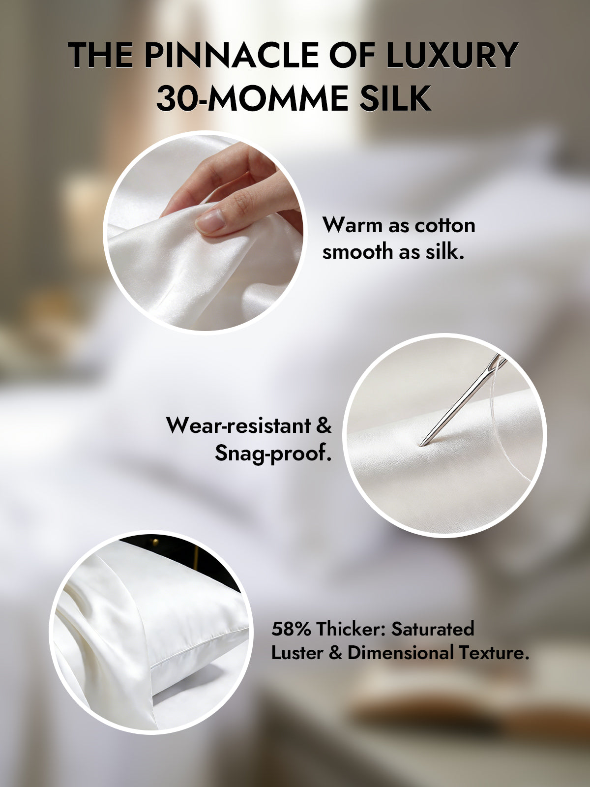 [White] SilkSilky-AU 30Momme Pure Silk Pillowcase 002