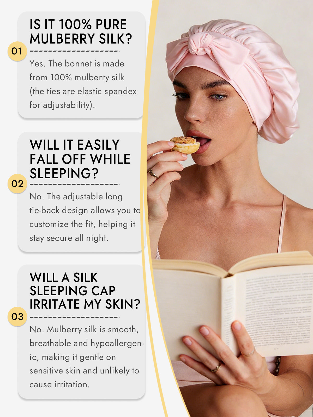[Light Pink] SilkSilky-AU Sleep Cap 006