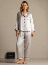 [Silver] SilkSilky-AU Long Sleeve Notch Collar Women's Pyjamas 001