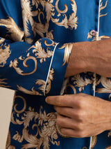 [Navy Dragon] SilkSilky-AU Long Sleeve Lapel Collar Men's Pyjamas 007