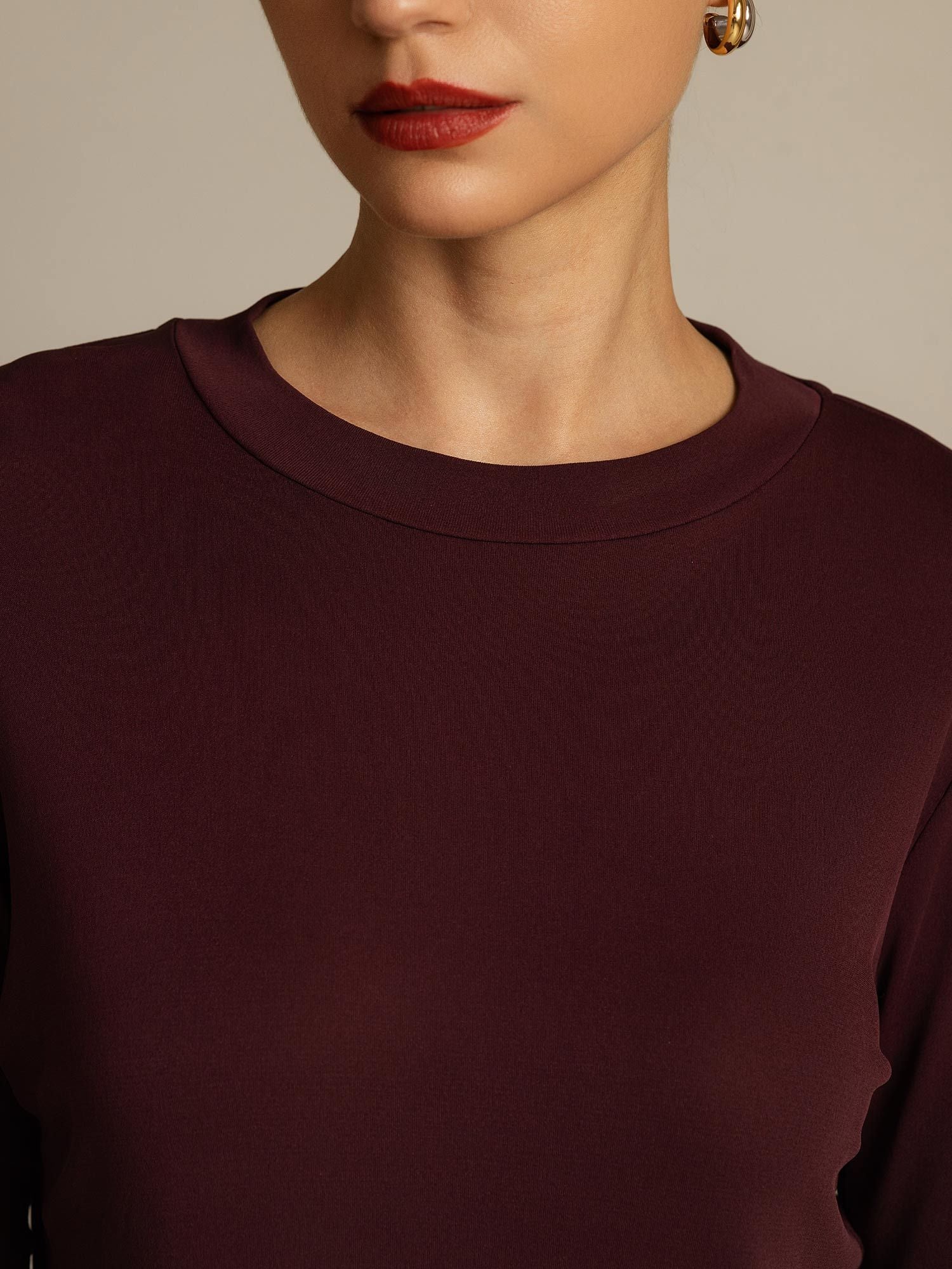 [Windsor Wine] SilkSilky-AU Pure Silk Round Neck Women's T-Shirt 004