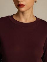 [Windsor Wine] SilkSilky-AU Half Sleeve Crew Neck Women's T-Shirt 004