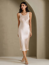 [Beige] SilkSilky-AU Sleeveless Dress 007
