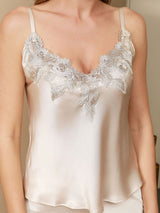 [Beige] SilkSilky-AU Sleeveless V Neck Camisole Set 004