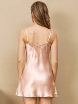 [Pink] SilkSilky-AU 3/4 Sleeve V Neck Nightgown&Dressing Gown Set 005