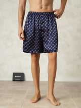 [Navy Chain] SilkSilky-AU Pure Silk Mens Sleep Bottoms 001,
