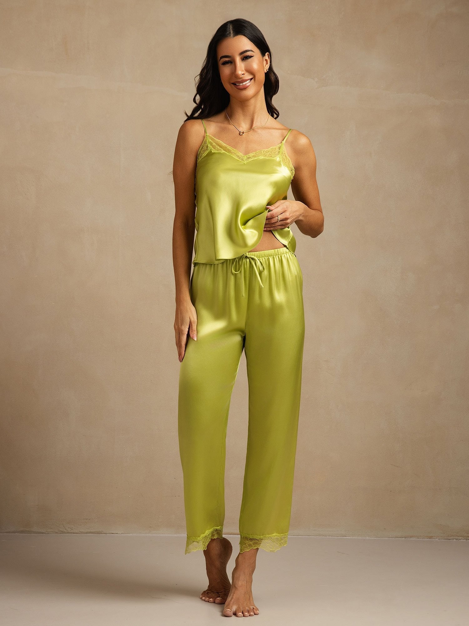 [Mint Green] SilkSilky-AU Pure Silk Camisole Set 001