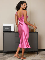 [Rose Red] SilkSilky-AU Sleeveless V Neck Nightgown 003