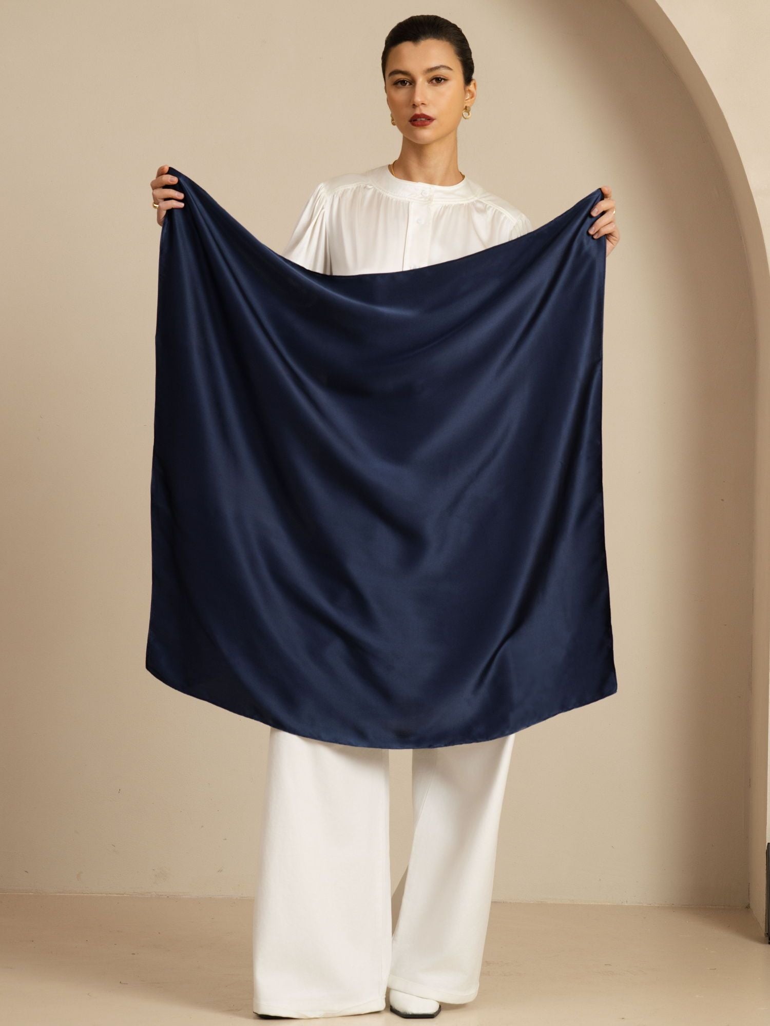 [DarkBlue] SilkSilky-AU Pure Silk Scarf 001