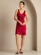 [Wine] SilkSilky-AU Sleeveless Scoop Neck Nightgown 005