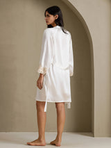 [White] SilkSilky-AU 3/4 Sleeve Women's Dressing Gown 002