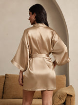 [Champagne Gold] SilkSilky-AU 3/4 Sleeve Women's Dressing Gown 002
