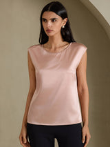 [Tuscany] SilkSilky-AU Cap Sleeve Round Neck Women's T-Shirt 001