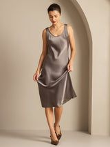 [Dark Khaki] SilkSilky-AU Sleeveless Dress 006