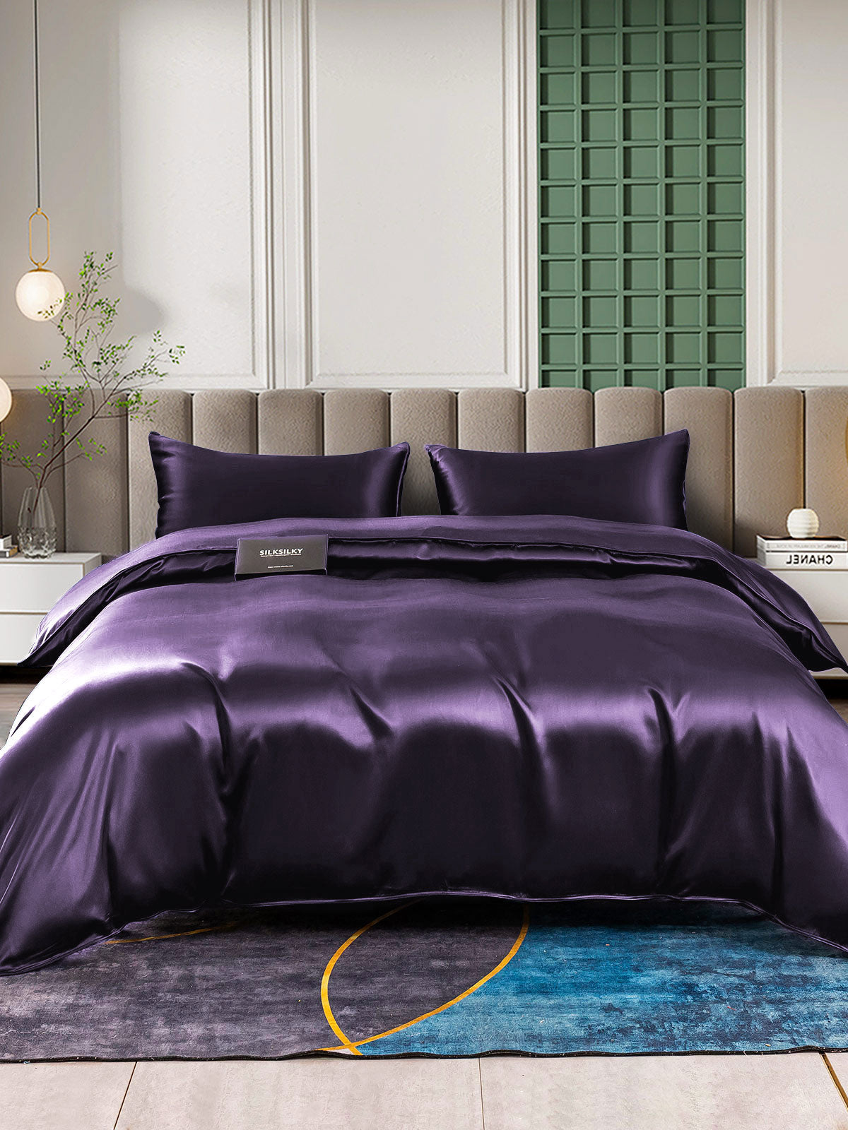 SilkSilky AU 25Momme Pure Silk Bedding Set DeepPurple 002